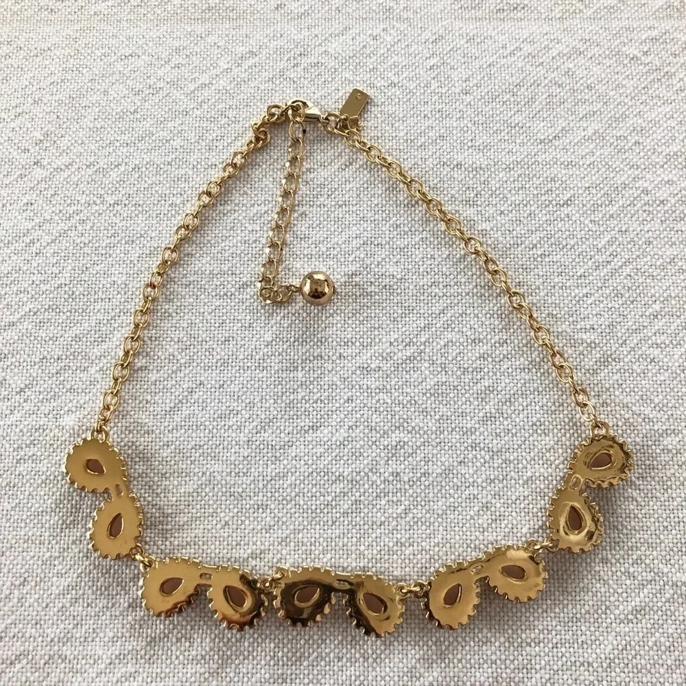 Kate Spade NY Gold Tone Paisley accent statement necklace 16” 19”wedding fashion